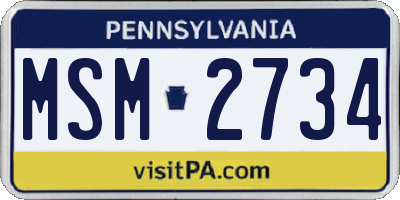 PA license plate MSM2734