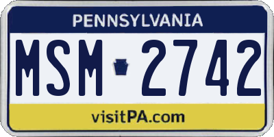 PA license plate MSM2742