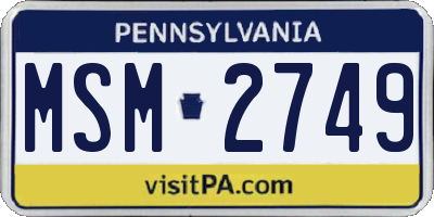 PA license plate MSM2749