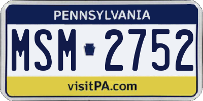 PA license plate MSM2752