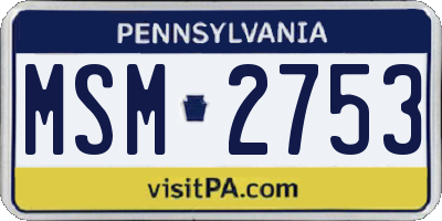 PA license plate MSM2753