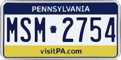 PA license plate MSM2754