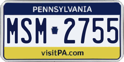 PA license plate MSM2755