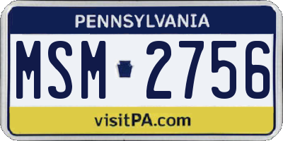 PA license plate MSM2756