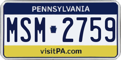 PA license plate MSM2759