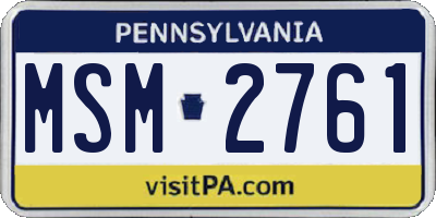 PA license plate MSM2761