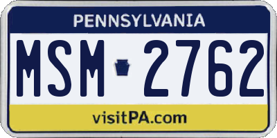 PA license plate MSM2762