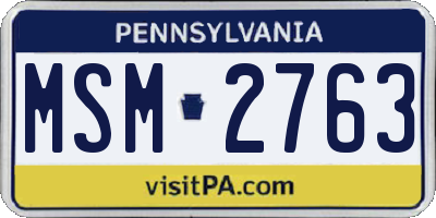 PA license plate MSM2763