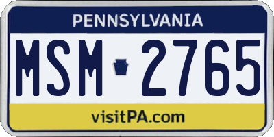 PA license plate MSM2765