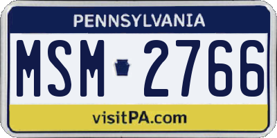PA license plate MSM2766