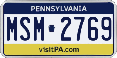 PA license plate MSM2769