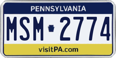PA license plate MSM2774