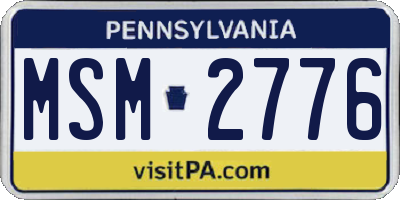 PA license plate MSM2776
