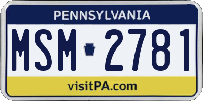 PA license plate MSM2781