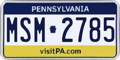 PA license plate MSM2785