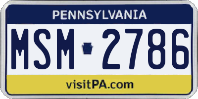 PA license plate MSM2786