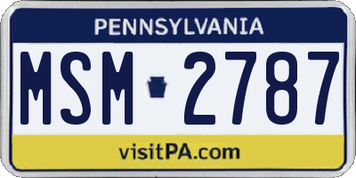 PA license plate MSM2787
