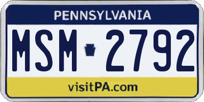 PA license plate MSM2792