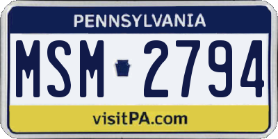 PA license plate MSM2794