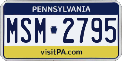 PA license plate MSM2795