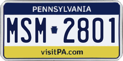 PA license plate MSM2801