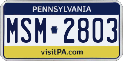 PA license plate MSM2803