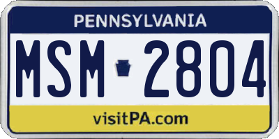 PA license plate MSM2804