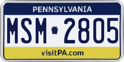 PA license plate MSM2805