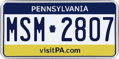 PA license plate MSM2807