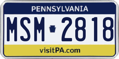 PA license plate MSM2818