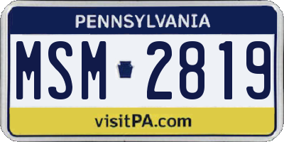 PA license plate MSM2819