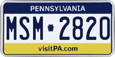 PA license plate MSM2820