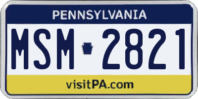 PA license plate MSM2821