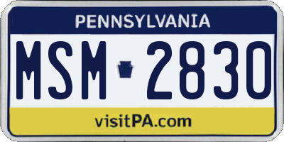 PA license plate MSM2830