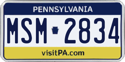PA license plate MSM2834