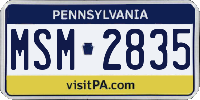 PA license plate MSM2835