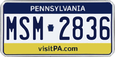 PA license plate MSM2836