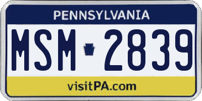 PA license plate MSM2839