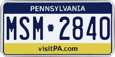 PA license plate MSM2840