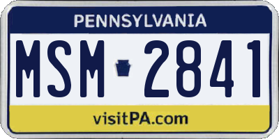 PA license plate MSM2841