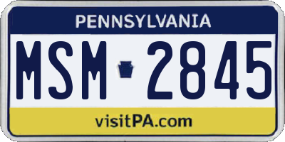 PA license plate MSM2845