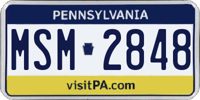 PA license plate MSM2848
