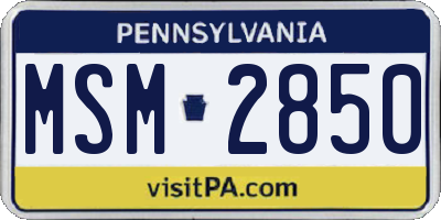 PA license plate MSM2850