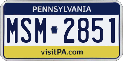 PA license plate MSM2851