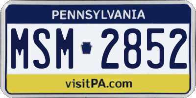 PA license plate MSM2852