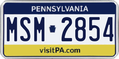 PA license plate MSM2854