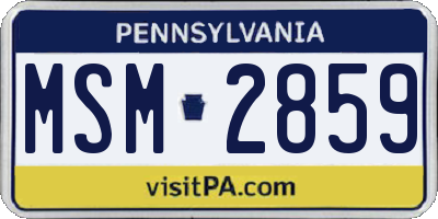 PA license plate MSM2859