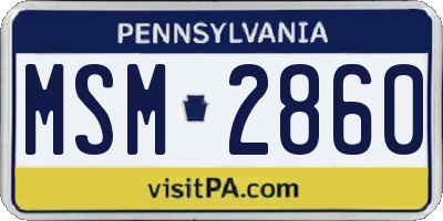 PA license plate MSM2860