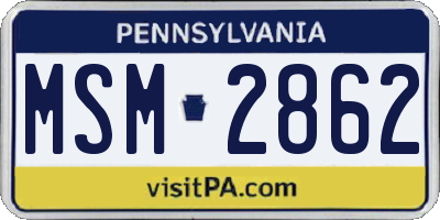 PA license plate MSM2862