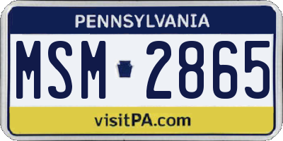 PA license plate MSM2865